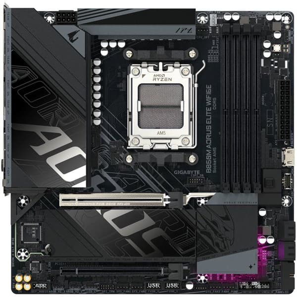 Moderkort - GIGABYTE - B850M AORUS ELITE WF6E - Micro-ATX-format - Chipset AMD B850 - DDR5 & PCIe 5.0 - WiFi 6E