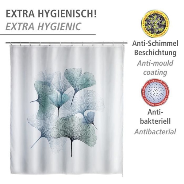 Duschdraperi - WENKO - Ginkgo - 180x200 cm - Polyester - Anti-mögel Flerfärgad