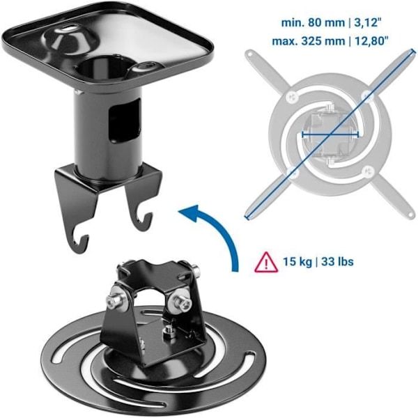 Takstöd - deleyCON - Universell - Rotation 360° - Max belastning 15kg - Svart Svart