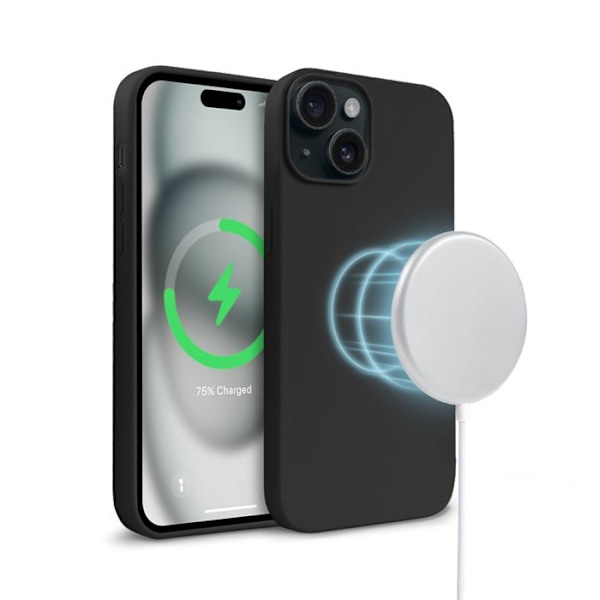 Telefonskal - Crong - Färgad magnetisk skyddsöverdrag - iPhone 15 Plus - Svart - Mjuk - Stötsäker Svart