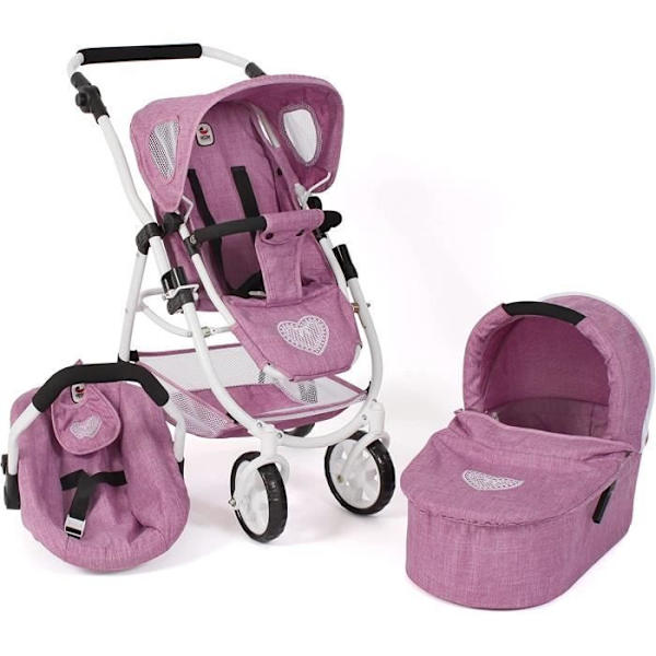 Dockvagn för dockor 3 i 1 EMOTION jeans rosa Rosa jeans