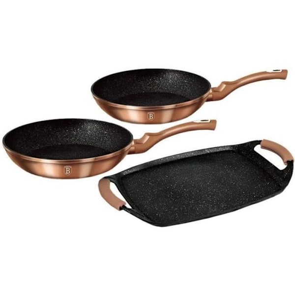 BERLINGER HAUS Set med 2 stekpannor + 1 plancha, Rose gold Collection Eller metalliserad ros
