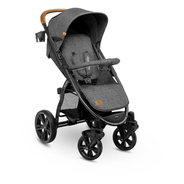 Lionelo Annet - Universal barnvagn med käpp - Upp till 22 kg - Säkerhet 5 fästpunkter - Mörkgrå