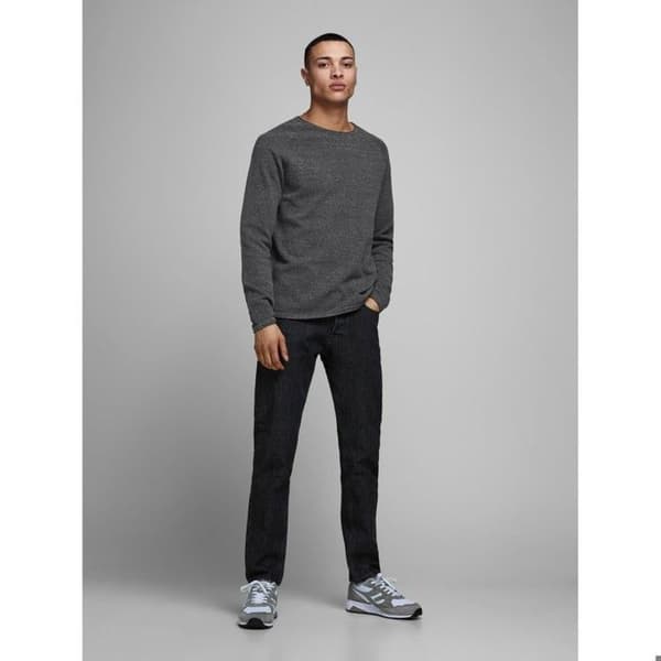 Jack & Jones Hill Knit Crew Herrtröja - Grå - Stickad bomullströja Grå M