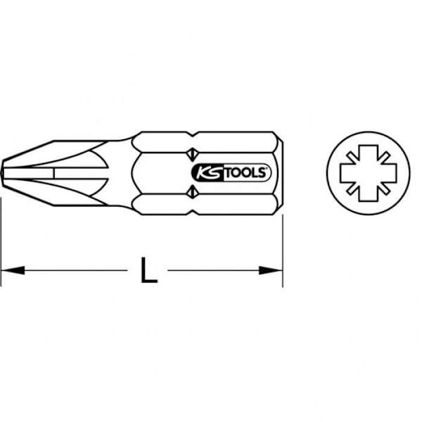 Skruvbits - KS TOOLS - 911.2393 - Förpackning med 5 - POZIDRIV PH0 - Längd 25mm