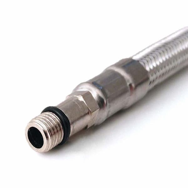 Flexibla rör i rostfritt stål M8 x 1/2" BSP 300 mm (par) - flätade 304, förkromade, Xcel Home Silver