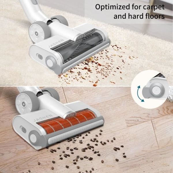 JASHEN S16E - Sladdlös stickdammsugare - 350 W - 2 i 1 Smart Floor Head - 40 min autonomi - Dubbel väggladdning