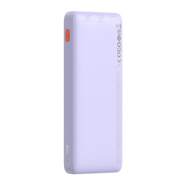 USB Extern Batteri, Typ-C, Mikro-USB, 20W, 10000mAh + Typ-C Kabel - Baseus Airpow (P10022801513-00) - Nebula Lila