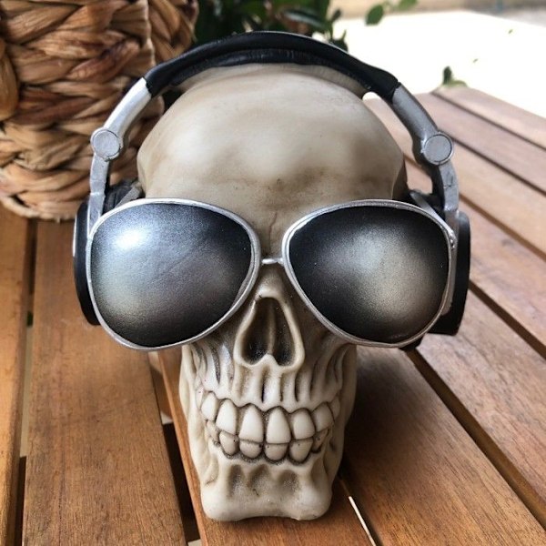 Spargris - Ej specificerat - Skalle - Solglasögon - Polyresin - 13,5 x 11,5 x 14 cm