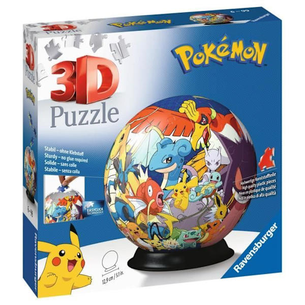 Pokémon Ball 3D-pussel 72 bitar - Ravensburger - 3D-barnpussel utan lim - Från 6 år Flerfärgad