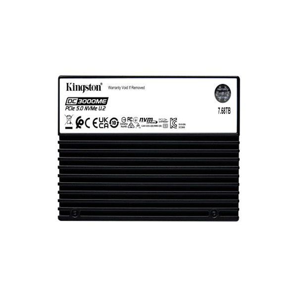 SSD - KINGSTON - DC3000ME - 7,68 To - PCIe 5.0 NVMe - AES 256 bit kryptering