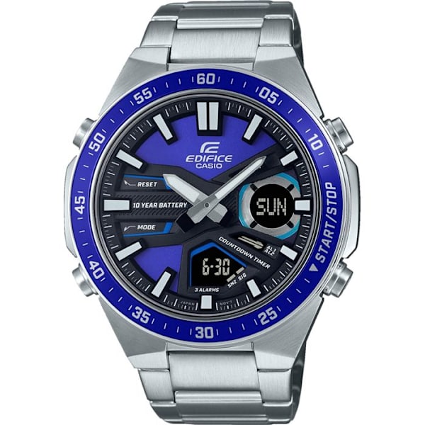 Casio EFV-C110D-2AVEF herrklocka - grått rostfritt stål - 10 Atm - Dubbel skärm Pengar