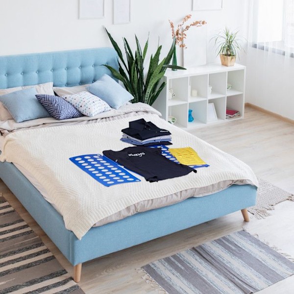Relaxdays Set med 2 plattor Fickfolder Stor platta för att vika, A4 / A5-format, blå och gul blått, gult