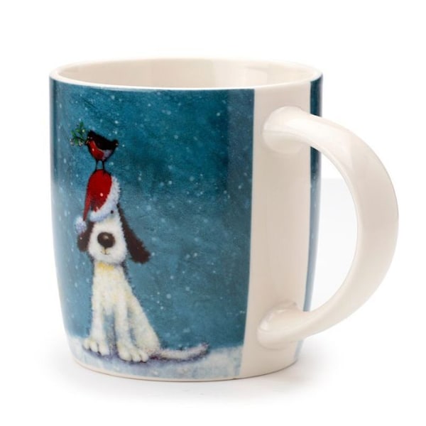 Mugg - Puckator - Jan Pashley - Porslin - Hund - Rödhake - 300ml blå