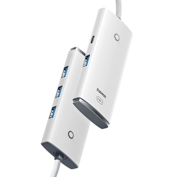 Hub Typ-C till 4xUSB 3.0, Typ-C - Serien Baseus AirJoy (WKQX030502) - Vit
