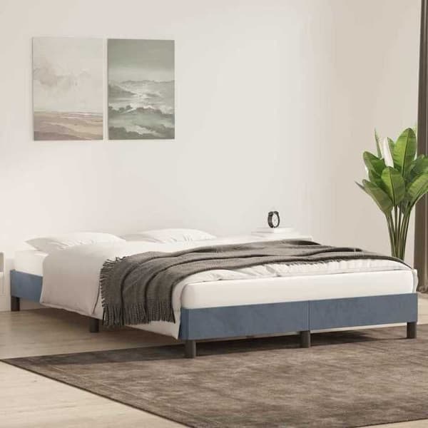 vidaXL Sängram utan madrass mörkgrå 140x220 cm sammet 4101404 Sammet
