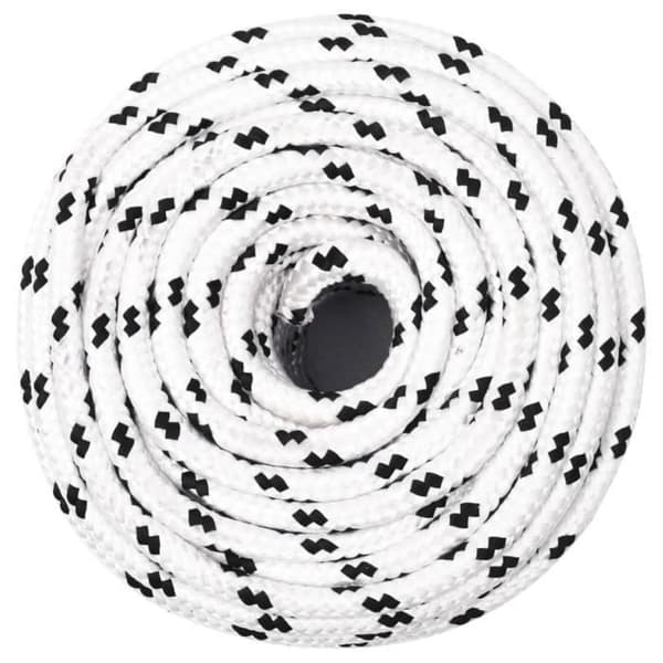 152771 vidaXL flätat båtrep Vit 10 mmx25 m polyester Vit