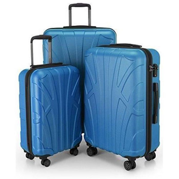 SUITLINE - Set med 3 hårda resväskor, (S, M, L), cyan