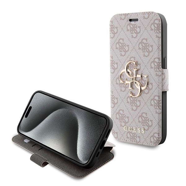 Coque för iPhone 15 Pro - Guess Book 4G (GUBKP15L4GMGPI) - Rosa