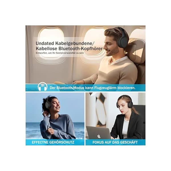 Bluetooth-hörlurar - ELZLE - M16 - 82h batteritid - Bluetooth 5.3 - 3 equalizer-lägen Svart