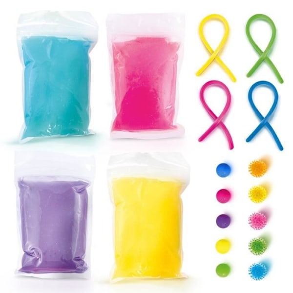 Fidget Slime - 1 kg fat - Canal Toys - Stretchig och icke-klibbig konsistens - Innehåller 14 fidget leksaker Blå