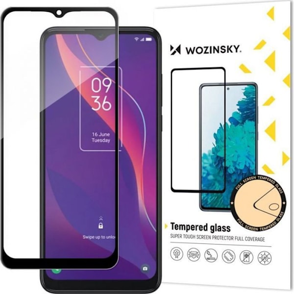 Wozinsky - 187754613 - full glue super hållbart härdat glas för hela skärmen med ett Case Friendly-ram för TCL 306 svart