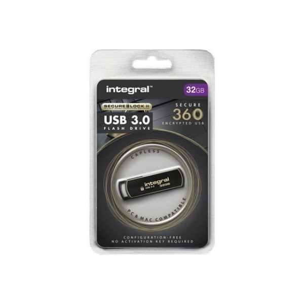 USB-nyckel - INTEGRAL - Säker 360 - 32 GB - USB 3.0 - 256-bitars AES-kryptering