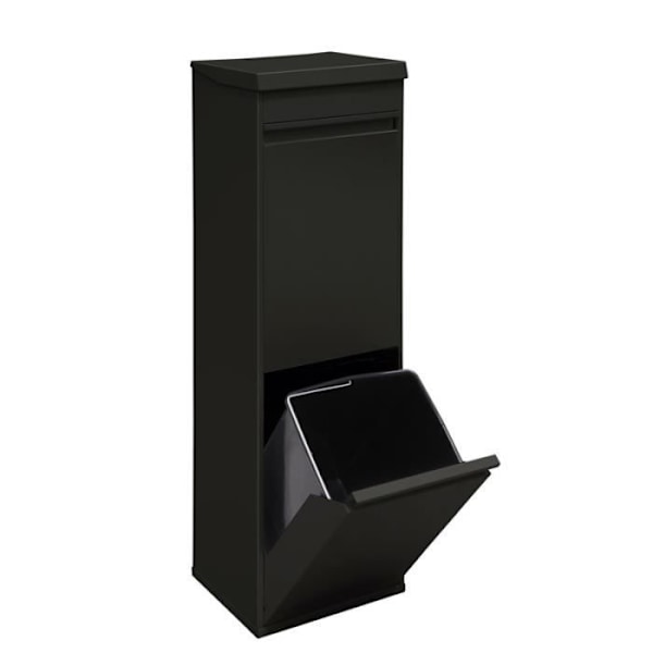 Arregui Top CR226-B Stålåtervinningskärl, selektiv sorteringsbehållare, 2 hinkar, multifunktionsfack, 2x17L (34L) svart Svart