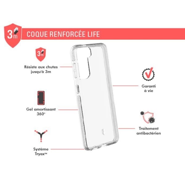 Förstärkt fodral LIFE Livstidsgaranti Transparent för Samsung G S21 5G Force Fodral