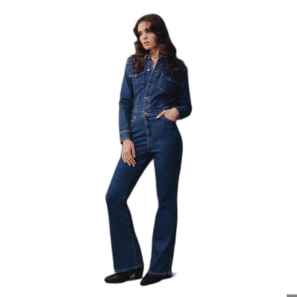 Lee kombination dam västerländsk denim blå bootcut långärmad blå M