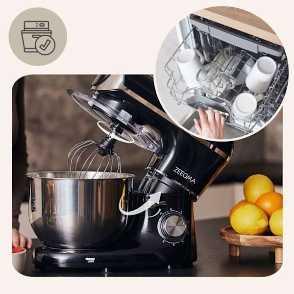 Multifunktionell 3-i-1 ZEEGMA Planeet Multi - Kökassistent - Köttkvarn - Mixer - 1900 W - Skål 6,2L - Kökrobot