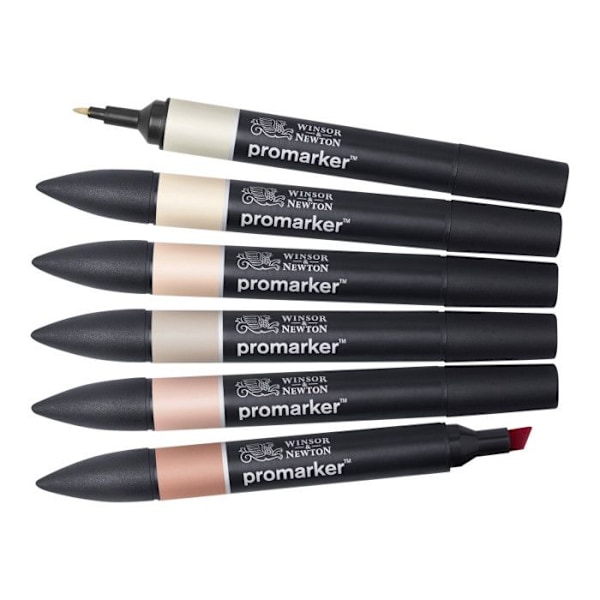 Alkoholpennor - Winsor & Newton - Promarker - Hudtoner - 6 st - Dubbelsidig spets Hudtoner
