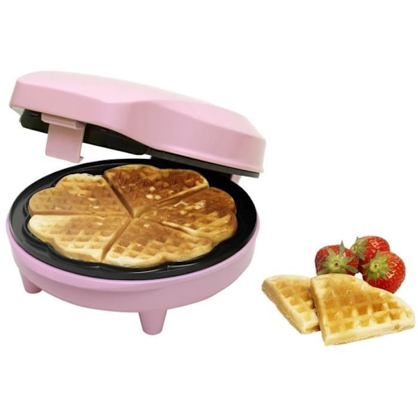 Våffeljärn - BESTRON - ASW217 - 700W - Non-stick tallrikar - Hjärtformade våfflor Pastellrosa