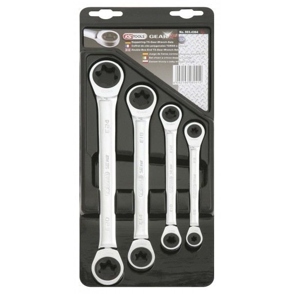 GEARplus® TORX® spärrringnyckelsats, 4 st KS TOOLS 503.4364
