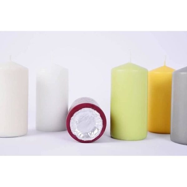 Müller Ivory Pillar Candles - Set med 4 - 48 x 90 mm - Lång brinntid på 20 timmar - Oparfymerat vax, droppfritt elfenben