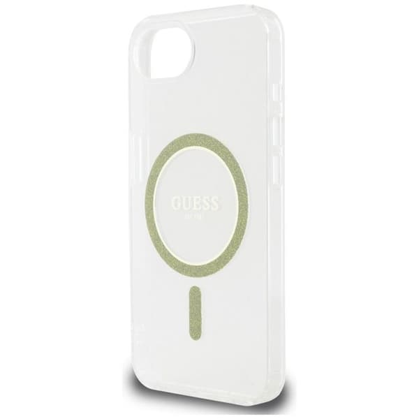 Coque Guess IML Glitter Circle MagSafe för iPhone 16e - Klar Klar