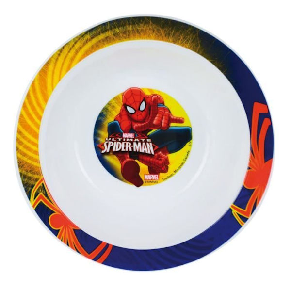 Mikrovågsskål - FUN HOUSE - Spiderman - Vit - Rund - För barn Vitt, marinblått, gult och rött