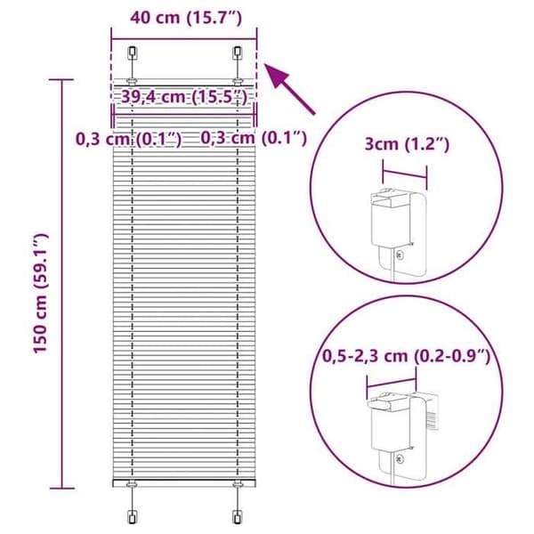 vidaXL Butik plissé ljusgrå 40x150 cm tygbredd 39,4 cm 4015335