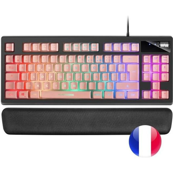 TKL Gaming Keyboard - Mars Gaming - MKAX - Rosa - H-Mech - Gel handledsstöd