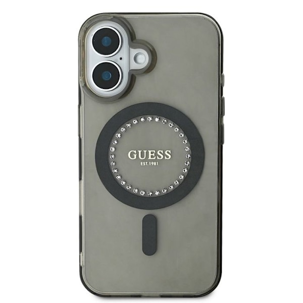 Coque Guess IML Strass MagSafe för iPhone 16 (Svart)