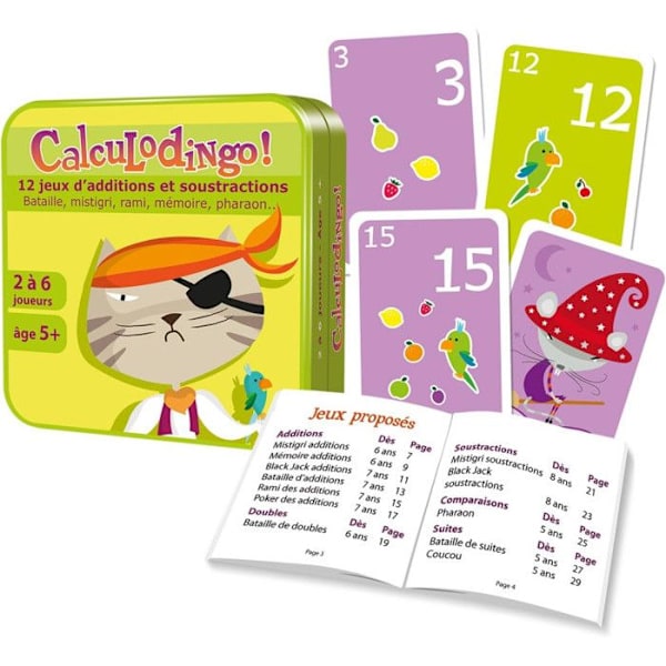 Calculo Dingo Mental Calculation Card Game för barn från 5 år och uppåt - ASMODEE Färgad