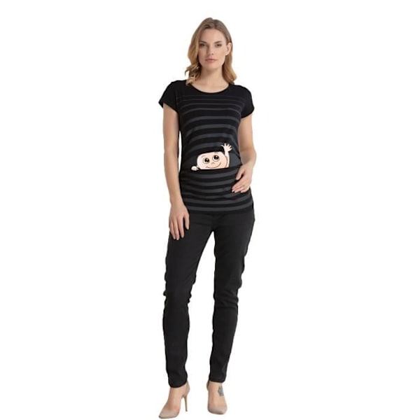 MMC Hej baby - Graviditet t-shirt för kvinnor - i några korta Svart S