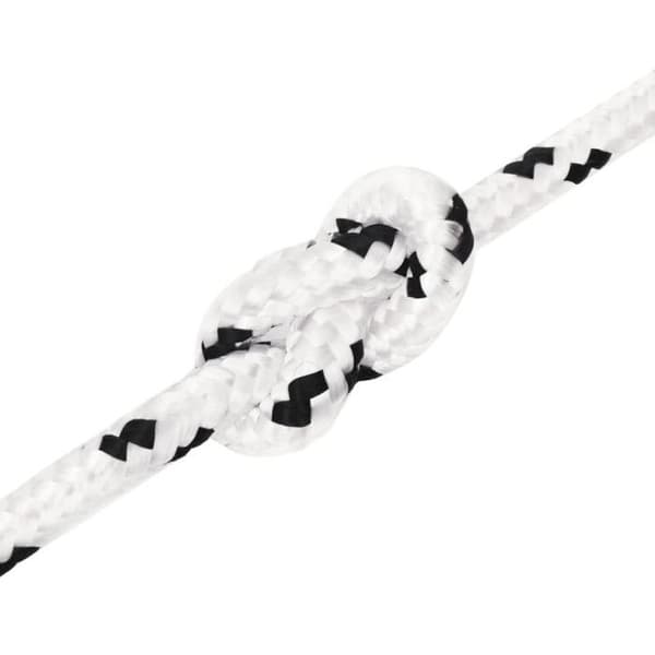 152771 vidaXL flätat båtrep Vit 10 mmx25 m polyester Vit