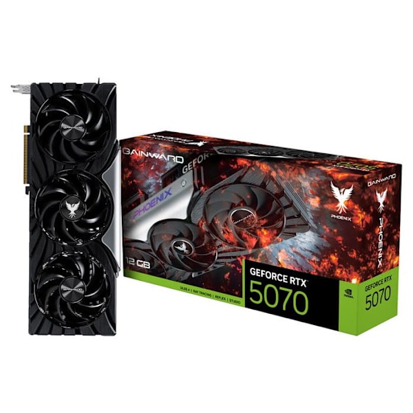 Grafikkort - Gainward - RTX 5070 Phoenix - 12 GB GDDR7 - 192 bit - 4K 480Hz Svart, Silver