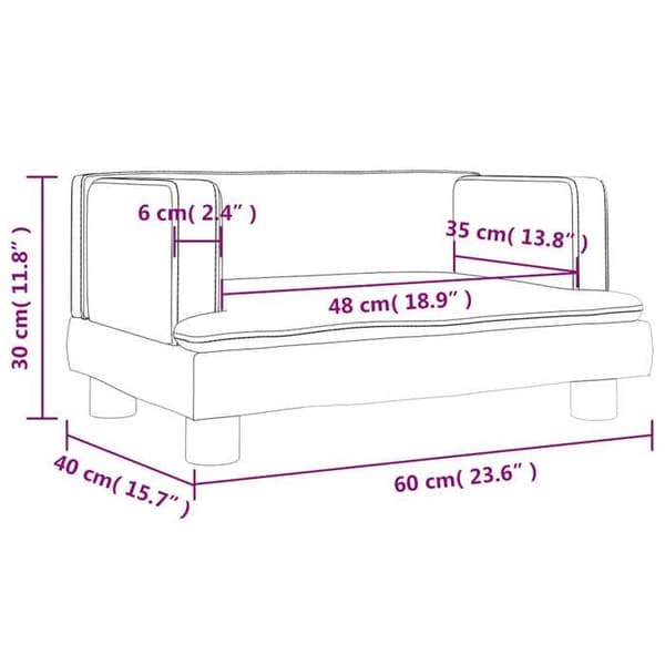 vidaXL Barnsoffa Mörkgrå 60x40x30 cm Sammet 3196319