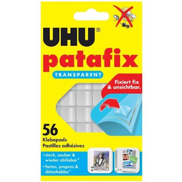Självhäftande kuddar - UHU - Patafix - Avtagbar - Genomskinlig - 56 st Transparent