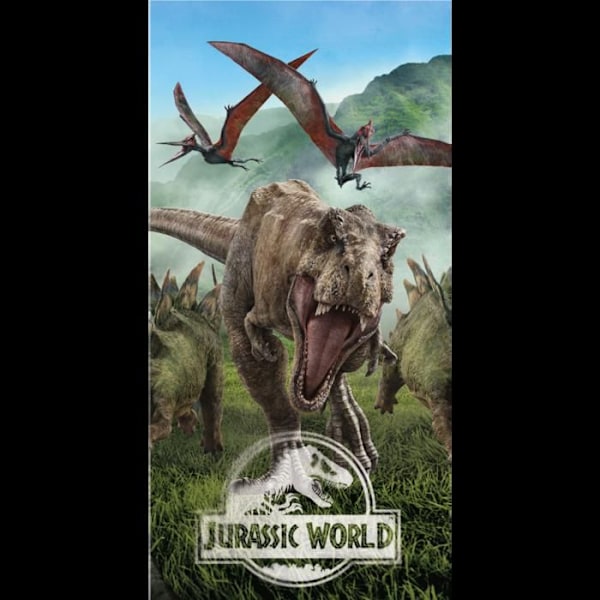 Badlakan i bomull Jurassic World - 70 x 140 cm - Grön Grön