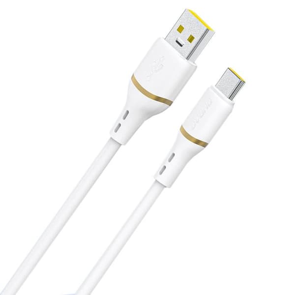Siliconekabel USB-A - USB-C 5A 1m - vit