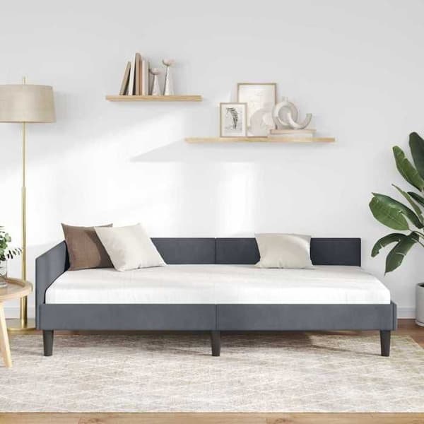 vidaXL Hörnsängram Mörkgrå 100 cm x 200 cm Sammet 42016165 Mörkgrå