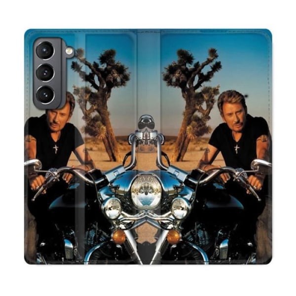 Plånbok Läderfodral För Samsung Galaxy S21 Johnny Hallyday Moto en storlek